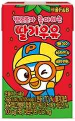 서울 F&B 뽀로로가 좋아하는 딸기우유 140ml 제품 이미지