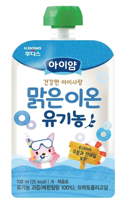 일동후디스 아이얌 건강한 아이사랑 맑은 이온 유기농주스 100ml 제품 이미지