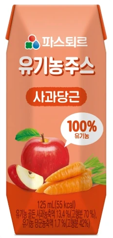 파스퇴르 유기농 주스 사과당근 125ml 제품 이미지