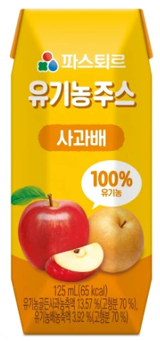 파스퇴르 유기농 주스 사과배 125ml 제품 이미지