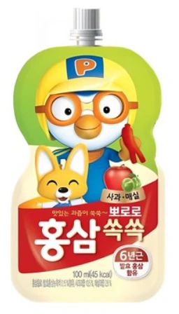 팔도 뽀로로 홍삼쏙쏙 사과매실 100ml 제품 이미지